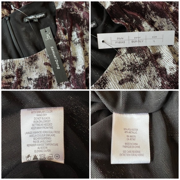 SAMUEL DONG LONG MAXI DRESS GOWN SILVER BURGUNDY REGENCY GLAM WEDDING FORMAL NWT - Picture 11 of 11